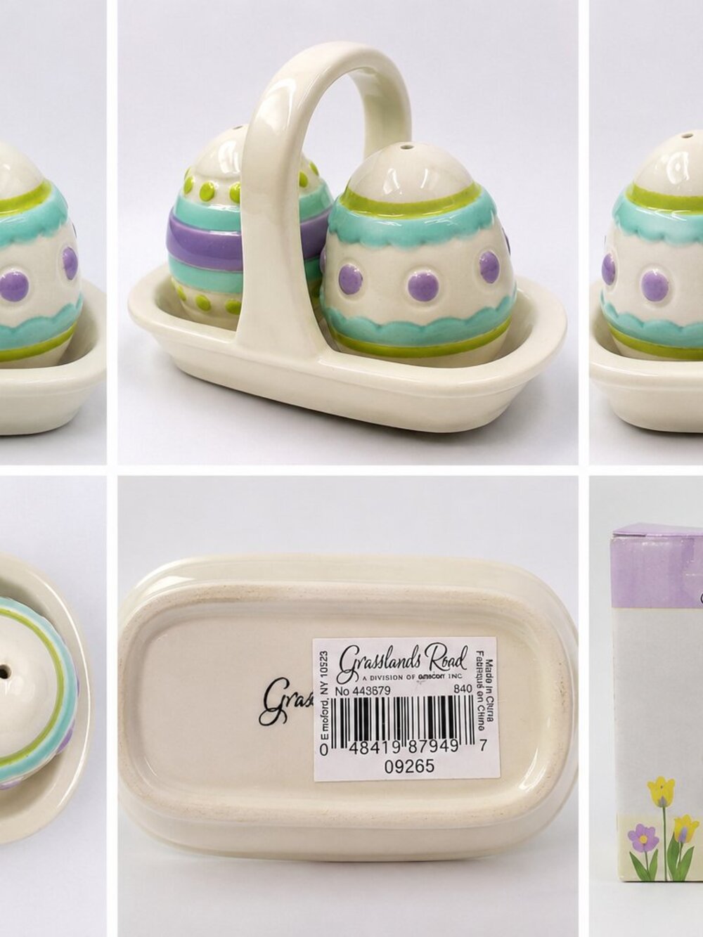 PSP-10-Pastel Easter Egg Porcelain Salt & Pepper Set